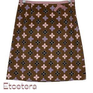 Anthropologie Etcetera Brown Pink Velvet Skirt NWT Size 2 CottageCore EuroGirl